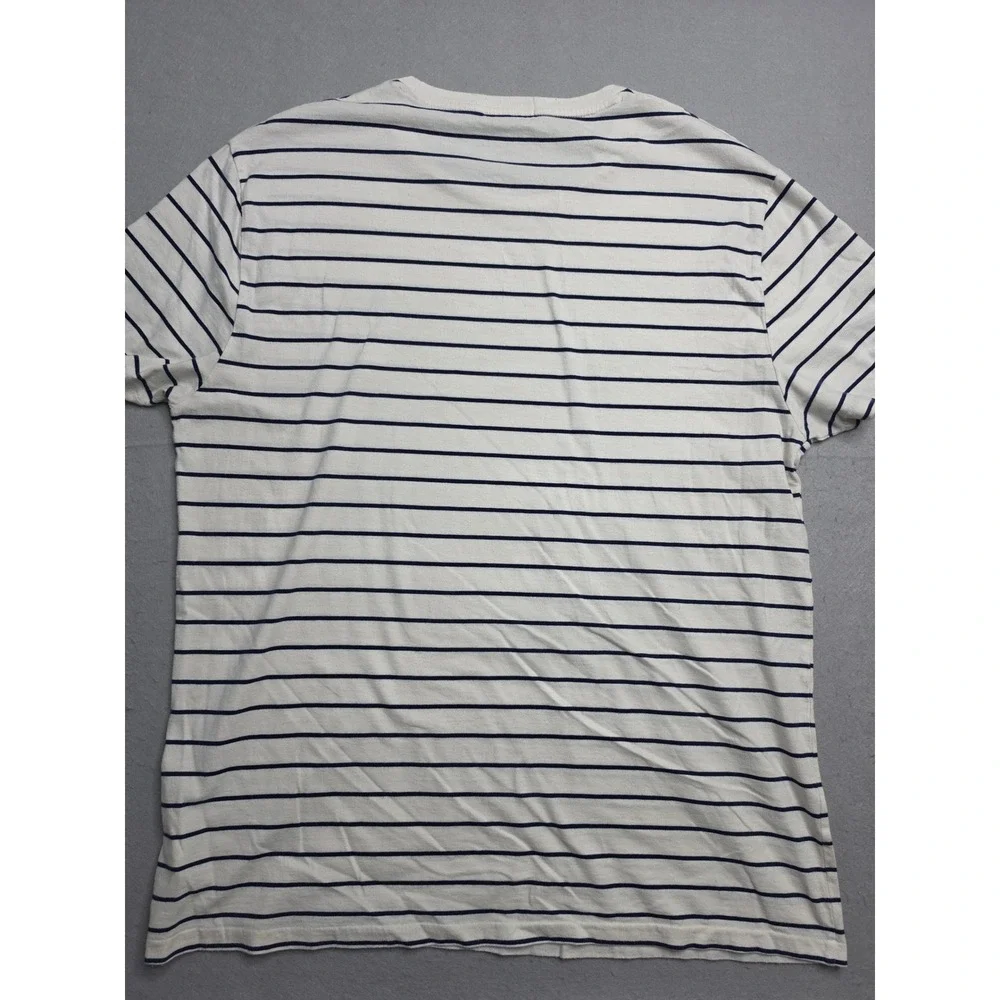 Polo Ralph Lauren T-Shirt Men's XL White Striped Custom Slim Fit 100% Cotton